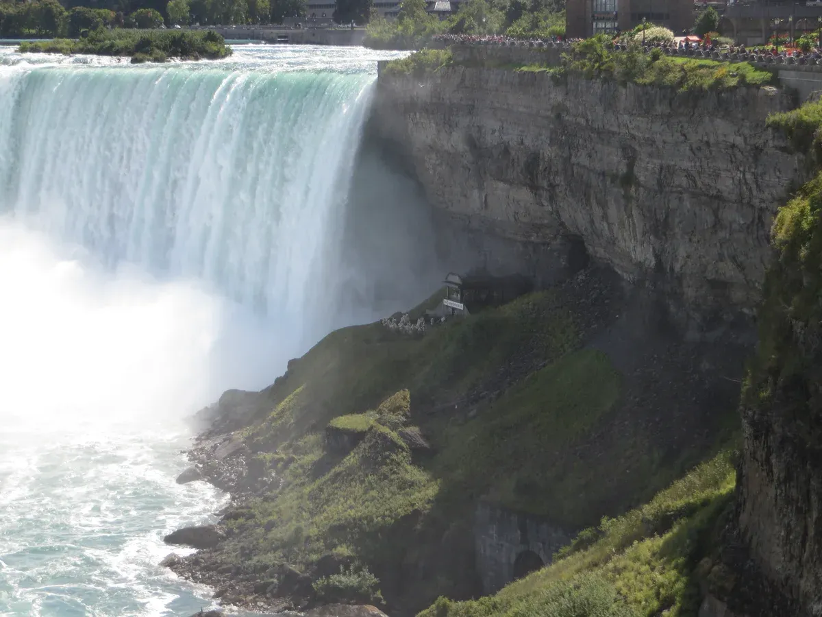 The Journey Behind the Falls observation deck under Horseshoe Falls on a Niagara Falls tour from NYC, New York