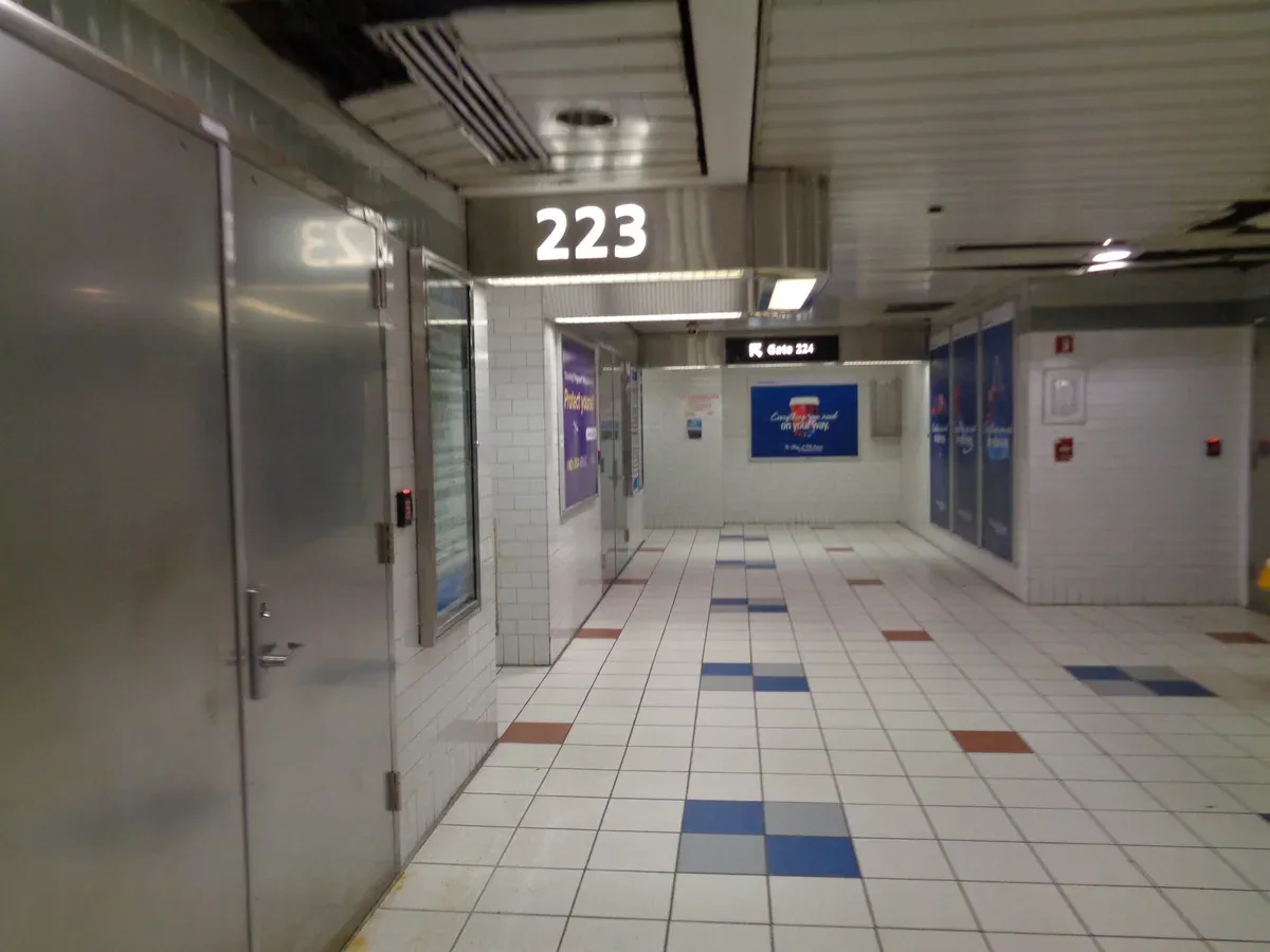 A bus gate inside the Port Authority Bus Terminal in Manhattan on a Niagara Falls tour from NYC, New York