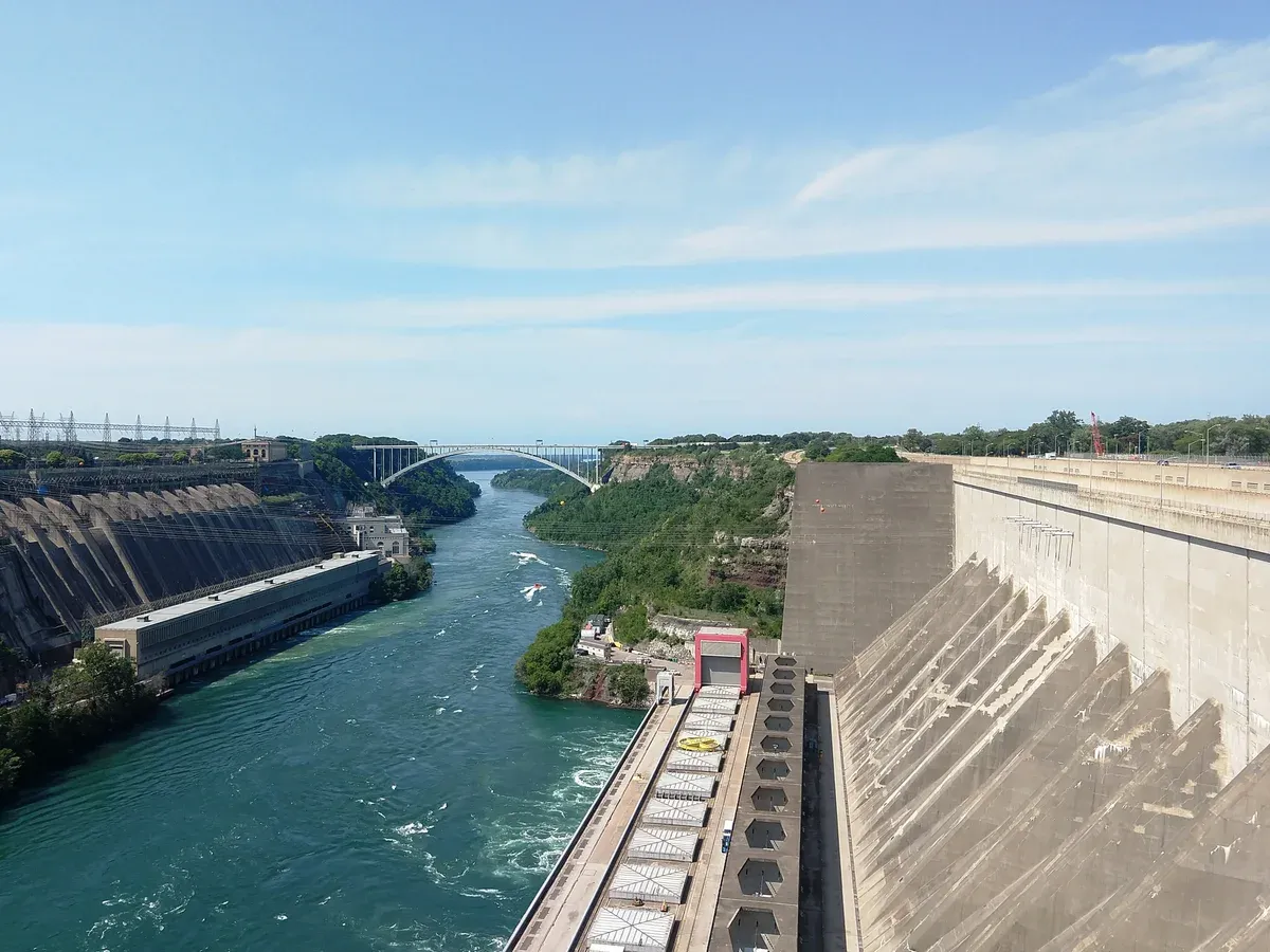The Robert Moses Niagara Power Plant seen from the Power Vista on a Niagara Falls tour from NYC, New York